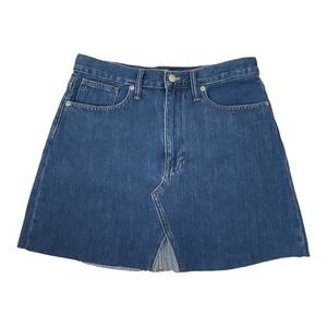 Madewell Rigid A-Line Cutout Denim  Mini Skirt Raw Hem SZ 30